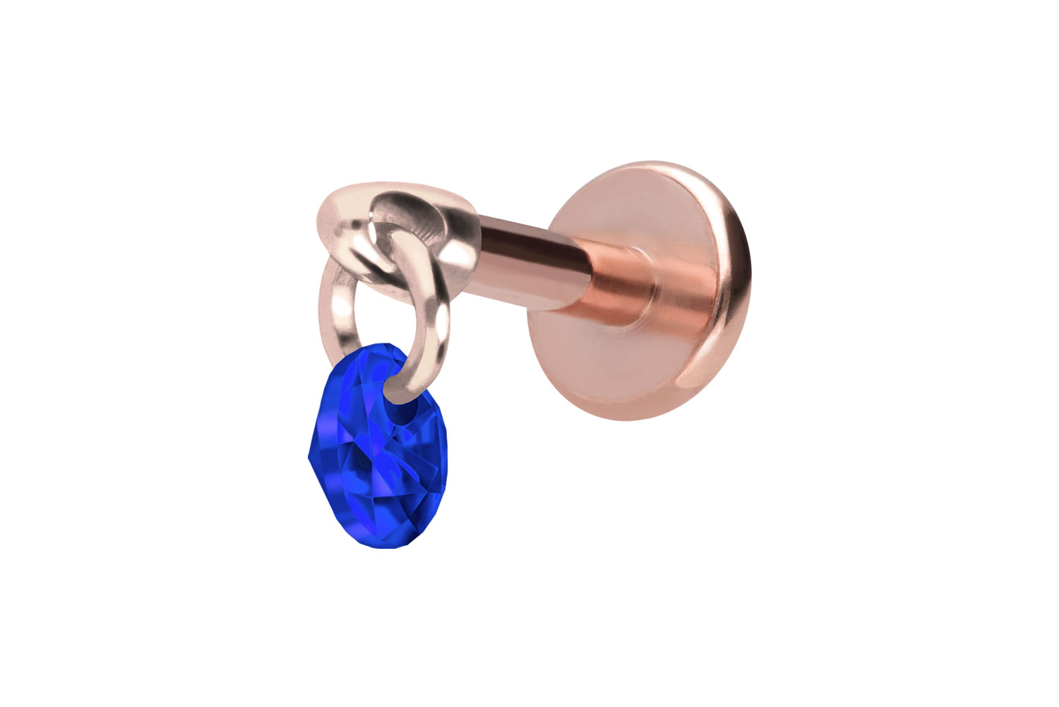 Titan Labret Piercing mit Innengewinde RUNDER KRISTALL